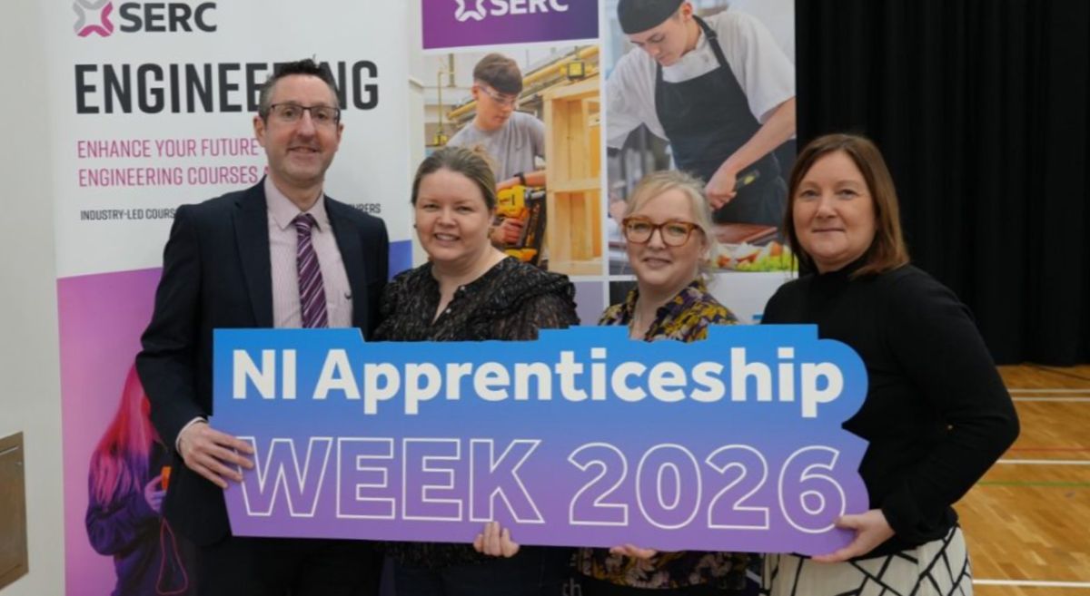 Picture of Colin McGuckin, with Catherine Magee, Aine McGreeghan, and Victoria Boyd